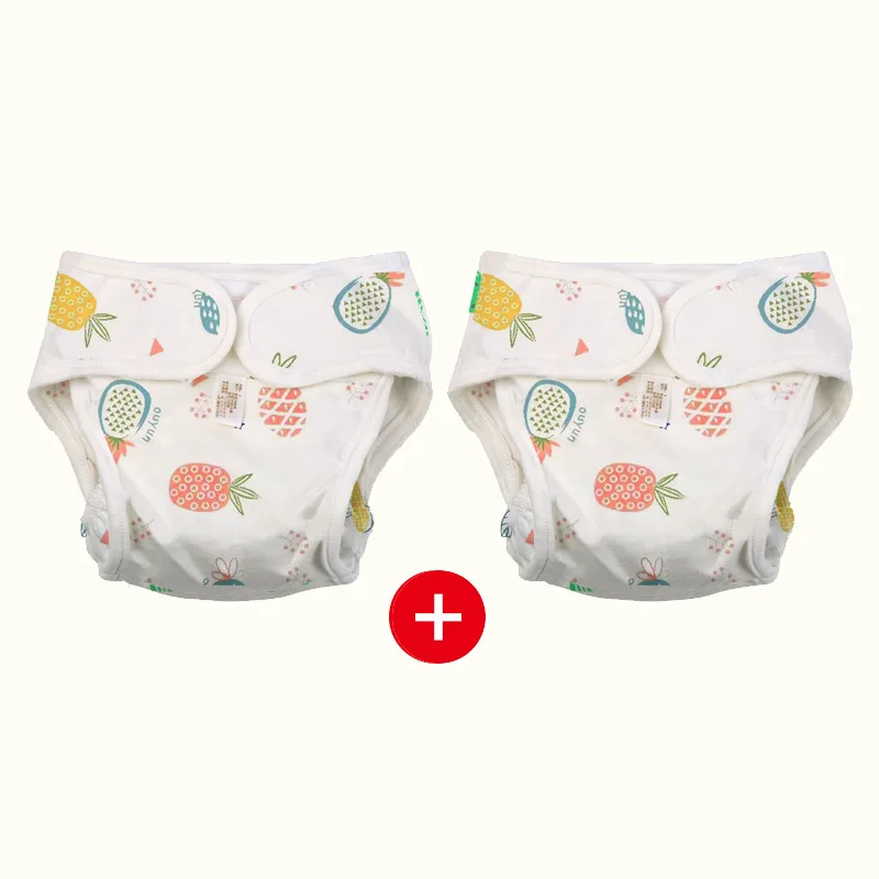 2PCS-pineapple Herbabe 2 шт. детские штаны-подгузники 3 слоя милый новорожденных подгузники хлопок впитывающие подгузники для новорожденных Многоразовые - Цвет: 2PCS-pineapple