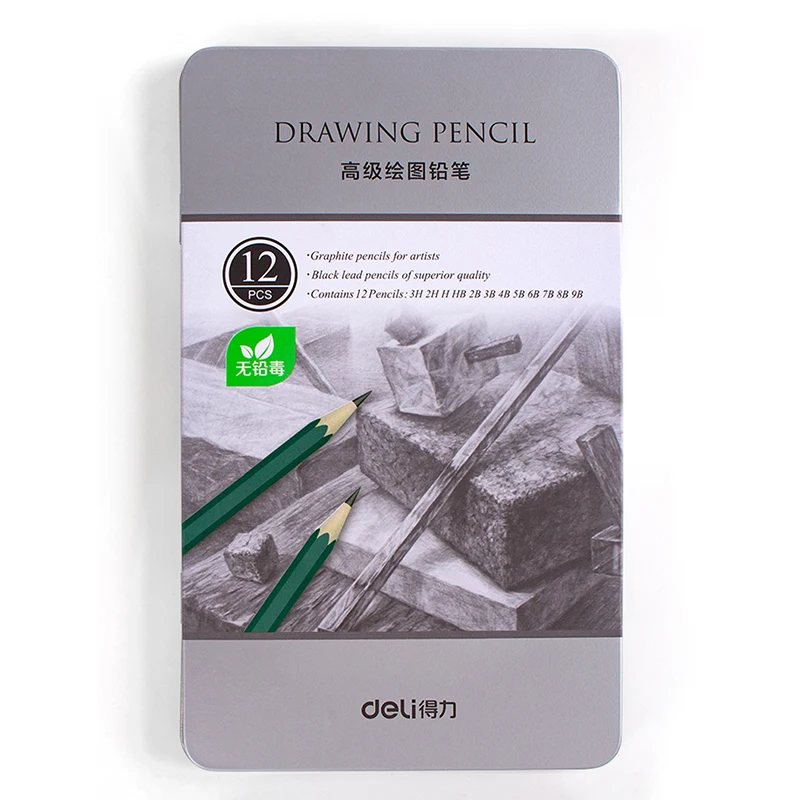 

Deli 12 Pcs/Box Standard pencil 3H-9B Sketch Drawing Painting Pencil Non-toxic Pencils for Office Arties Supplies Stationey