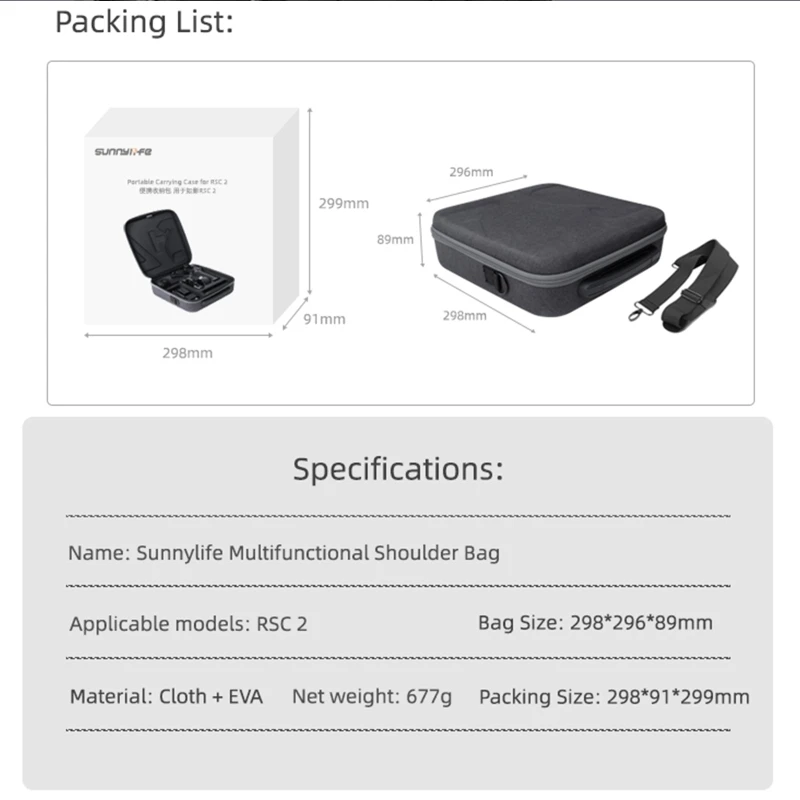 

Waterproof Suitcase Handbag Hard EVA Storage Bag Protective Shell Carrying Case for DJI Ronin-SC 2 Box Accessories