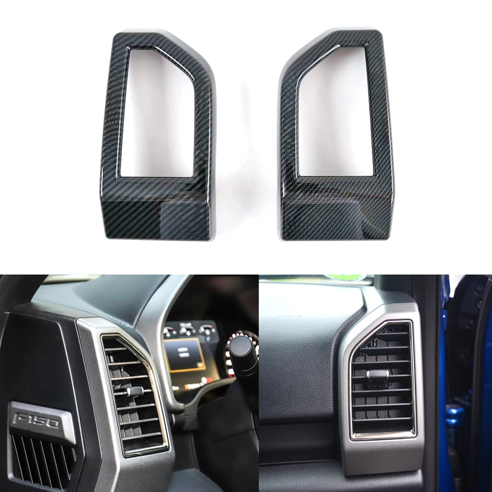 

Carbon Look Front Side Air Vent Trim For Ford F150 Raptor 2017 2018 2019 2020 Frame Air Conditioner Outlet Accessories