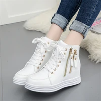 white high tops wedge sneakers woman black platforms leather shoes woman casual chunky trainers women high heel sneakers damen