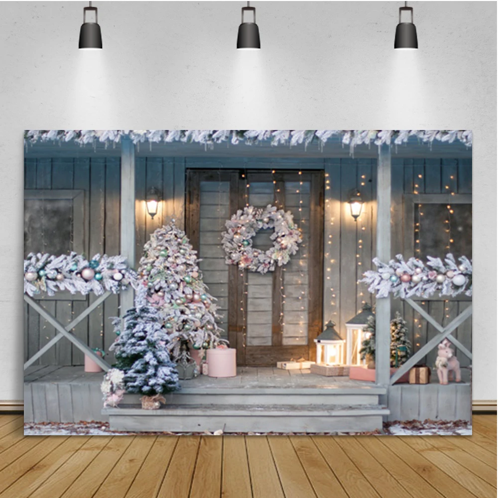 

Laeacco Christmas Background Outdoor Gift Tree Garland Baby Birthday Portrait Room Decor Photographic Backdrop For Photo Studio