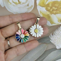 10 pcs sunflower enamel charms gold metal necklaces pendants diy fashion colorful daisy charms handmade jewelry finding making