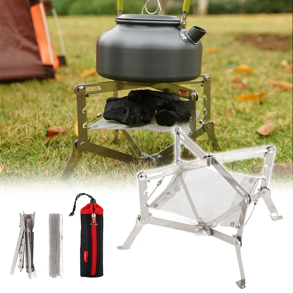 

1pc Wood Burning Stove Portable Foldable Grill Outdoor Camping Cookware Barbecue BBQ Camping Cooking Supplies