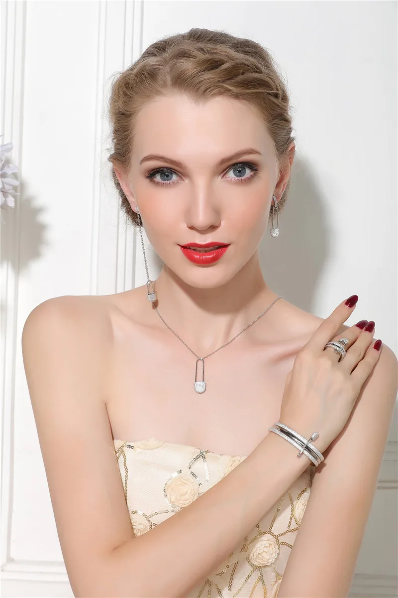 Женское ожерелье из серебра 925 пробы с подвеской-зажимом |