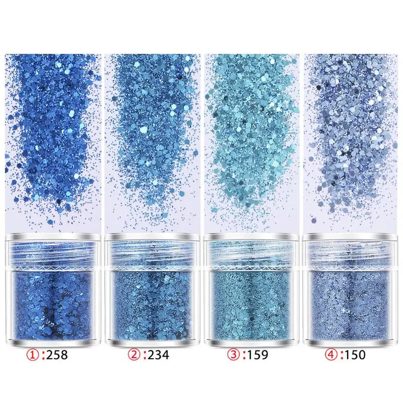 4 бутылки Блестки для нейл Арта (искусство украшения ногтей) сверкающая