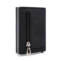 new anti rfid id card holder case men leather wallet male coin purse women mini credit card holder with zipper note compartment