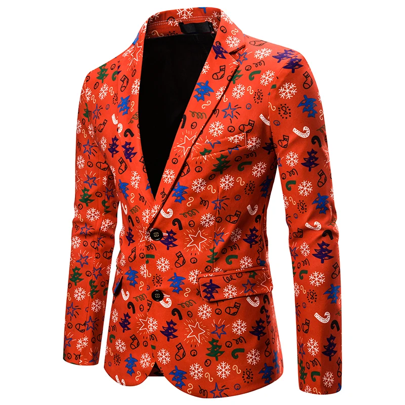 HEFLASHOR Male Floral Jacket Suit Painting Mens Blazers Fashion Buttons Suits Coat Christmas Slim Fit Party |