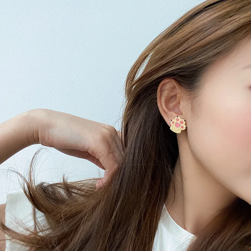 Серьги-клипсы без пирсинга в японском стиле с изображением кошки - купить по