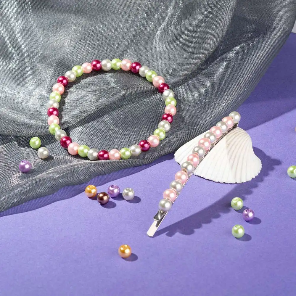 300pcs/Box Christmas Theme Baking Painted Glass Pearl Round Beads 6~7mm for Fashion jewelry making DIY Accessories Mix Color | Украшения и