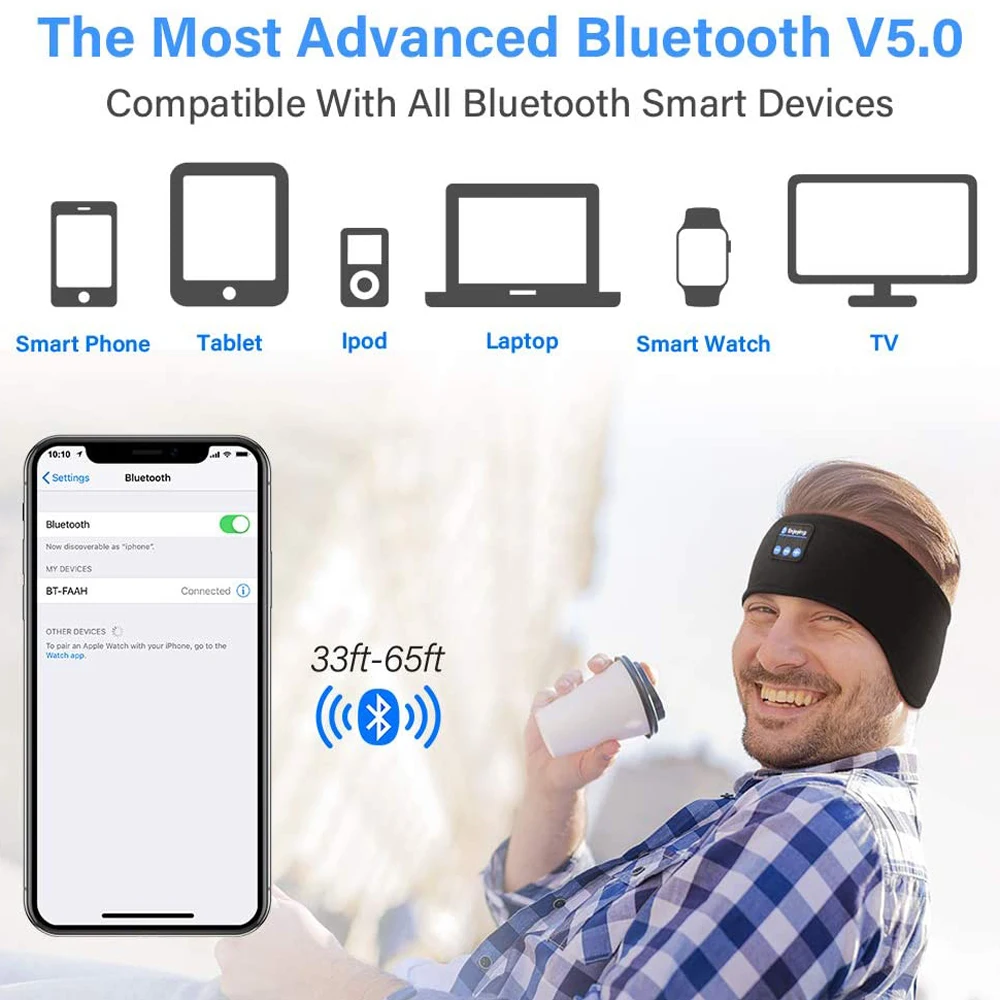Bluetooth-наушники для сна беспроводные музыкальные спортивные головные повязки