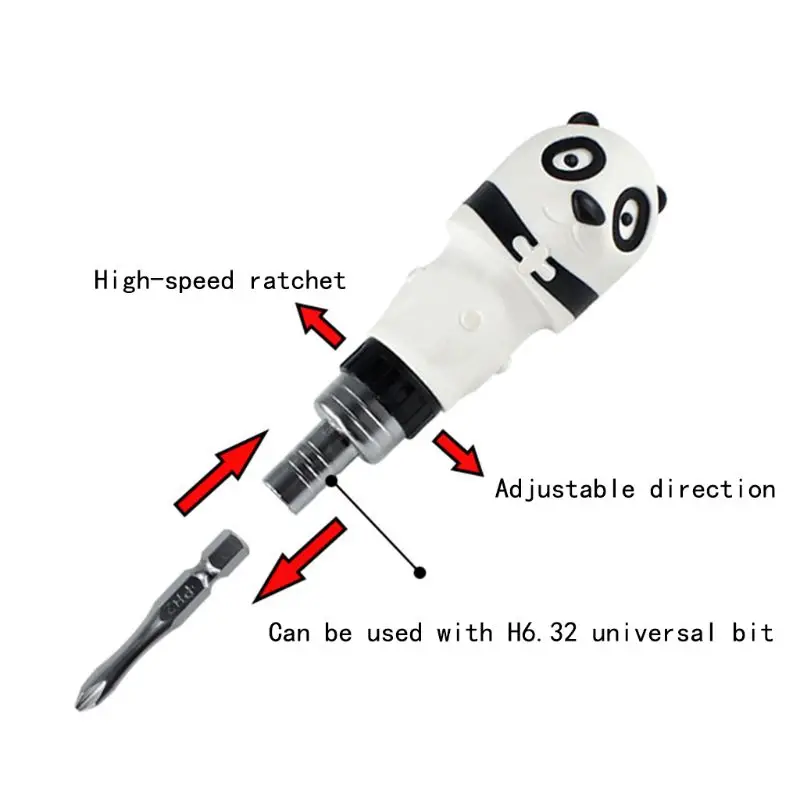 

Cute Panda Ratcheting Multi-bit Magnetic Screwdriver Quick Load Multifunction M7DA