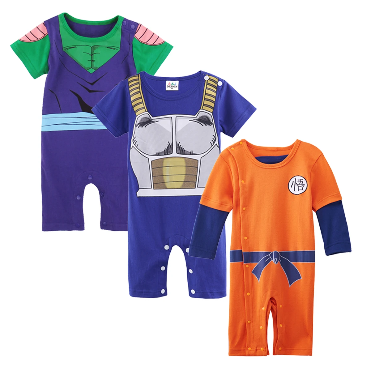 Комбинезон для новорожденных мальчиков; Bebe Goku Dragon Ball Z Vegeta; Спортивный костюм; вечерние летние костюмы с японским аниме для малышей 0-4 лет - Цвет: 3PCS-2