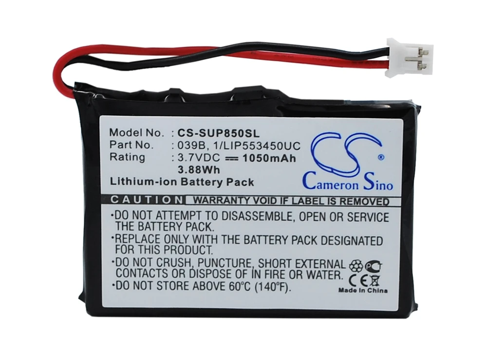 

Cameron Sino 1050mAh Battery for Microtracker 01-065-0625-0, GPRS, SMS ; Sureshotgps 1110-1, 8800, 8850, 039B, 1/LIP553450UC