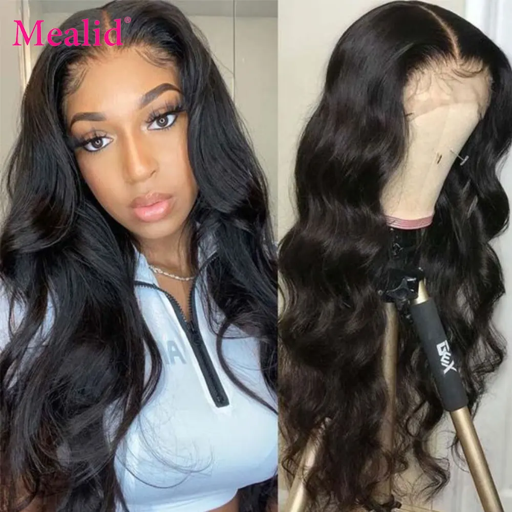 

Mealid Body Wave 13x4 Lace Front Human Hair Wigs Pre Plucked With Baby Hair Malaysian 150% Lace Frontal Wigs For Black Women