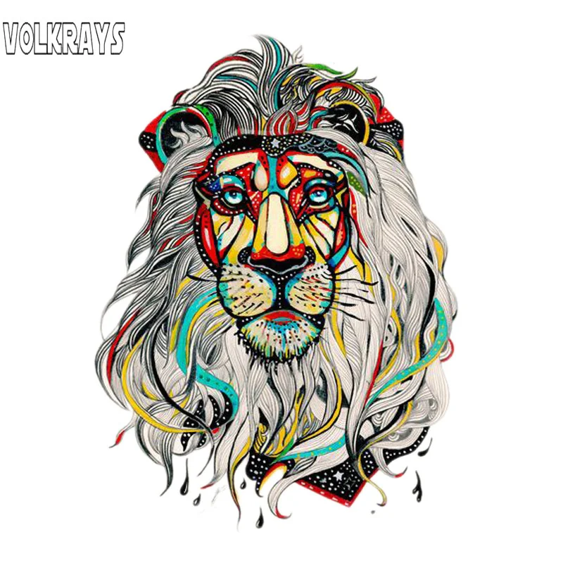 Volkrays модная Автомобильная наклейка цветная голова льва аксессуары для портретов