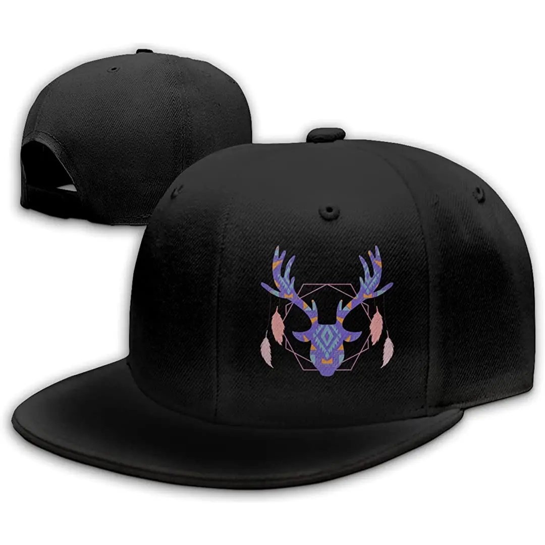 

Deer Heads Feathers Snapback Hat Baseball Cap Printed Trucker Cap Men Women