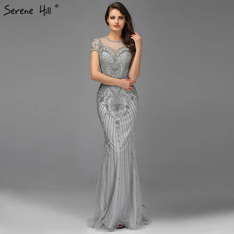 Дубай серое платье с коротким рукавом Вечерние платья Дизайн Бисер Роскошные