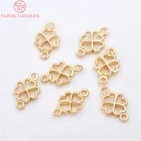 10pcs 7x12mm 24k champagne gold color plated brass lucky flower connect charms high quality diy jewelry accessories
