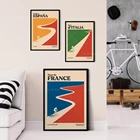 Настенный Художественный набор Grand Tour из 3-х аттракционов-toura Espaa - Giro de Italia  Минималистичный велосипедный постер