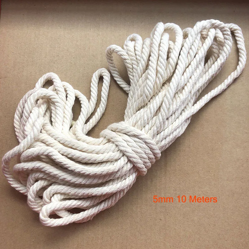 5mm x 10m 1/2/3/4/5/6/8/10 мм Диаметр прочный бежевая хлопковая веревка скрученный шнур из керамического волокна Craft макраме Строка DIY домашний текстиль завязывания нить Много Размеры - Цвет: 5mm x 10m