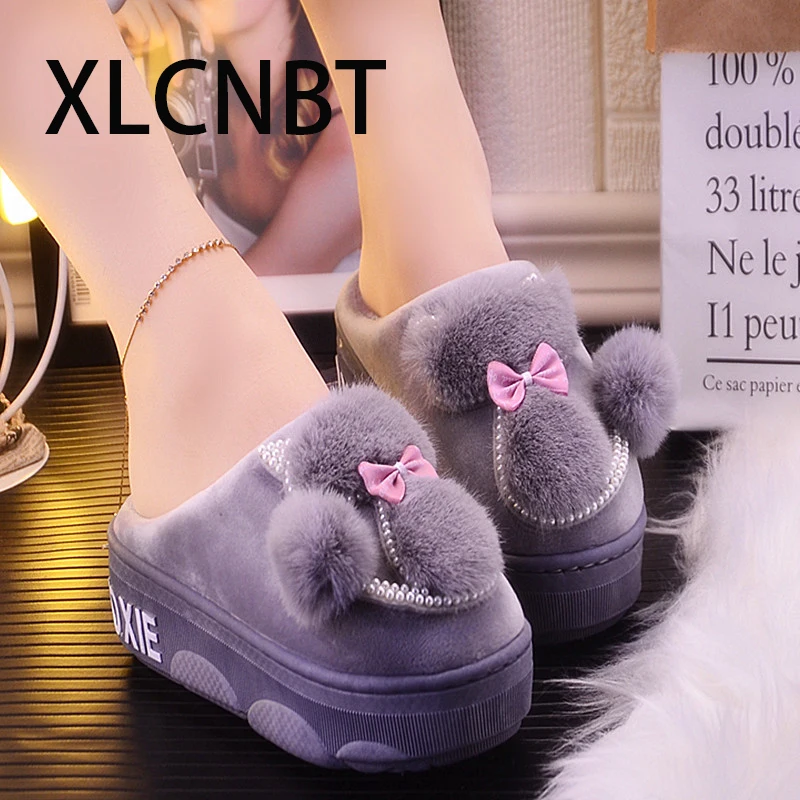 Зимние теплые домашние тапочки водонепроницаемый нескользящий хлопковый