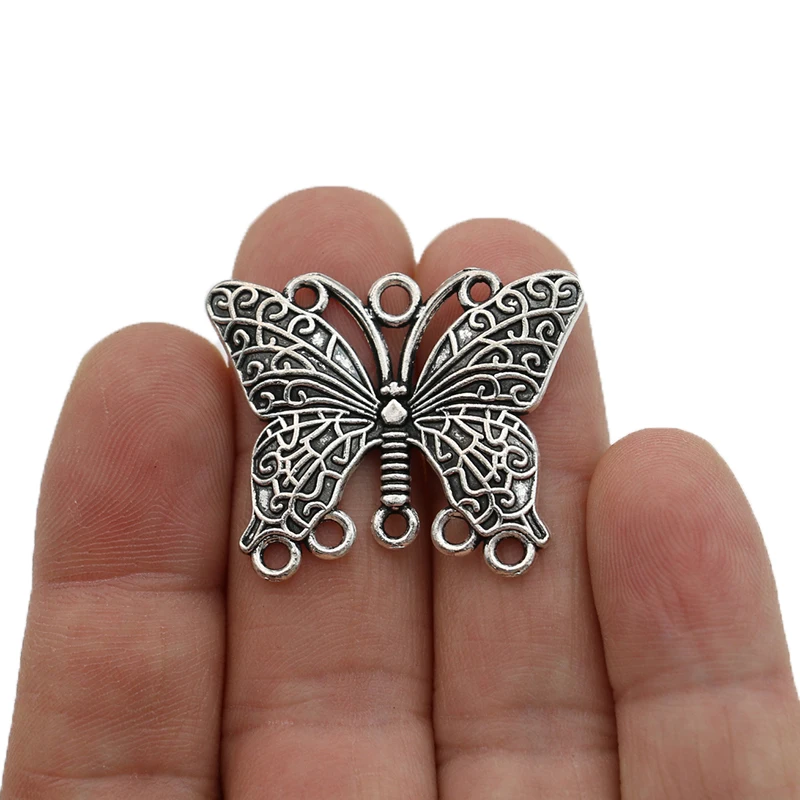 

JAKONGO Silver Plated Butterfly Charm Pendants for Jewelry Making Necklace DIY Accessories 28x32mm 5pcs