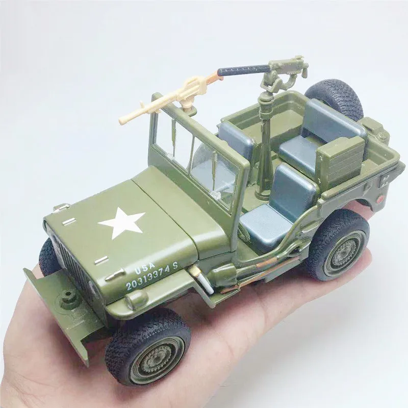 Моделирование 1:24 военная модель автомобиля из сплава Уиллис, звук и свет оттяните назад Подарочный металлический внедорожный автомобиль модель