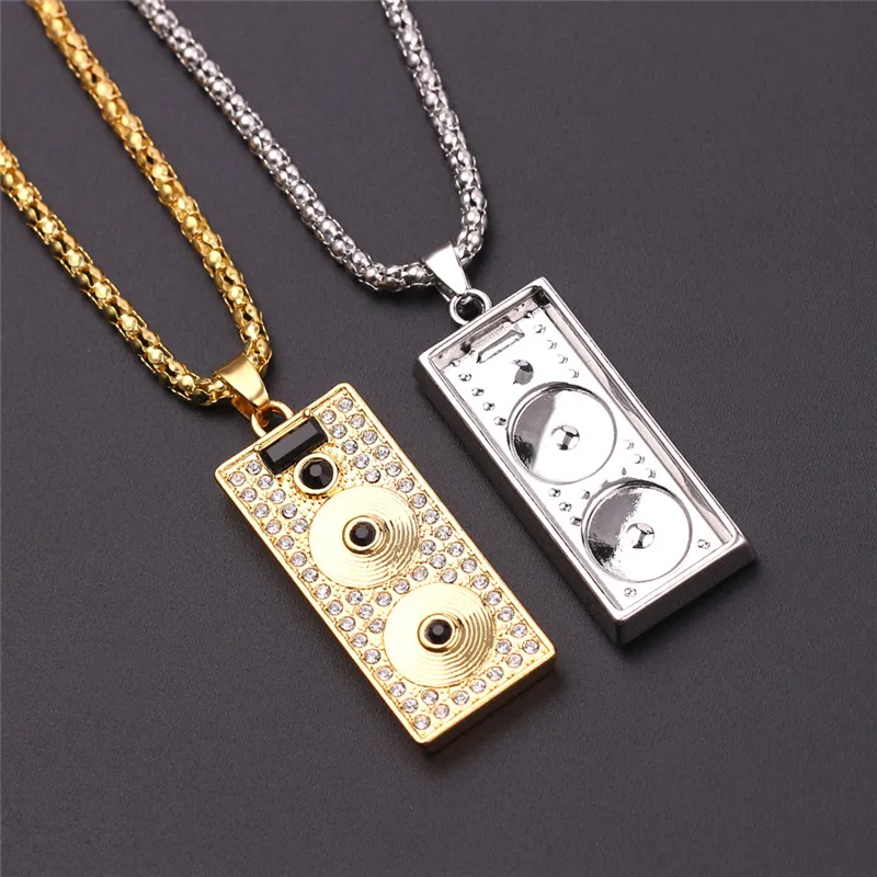 Ожерелье с подвеской в виде аудиоплеера стиле панк ожерелье золотого и