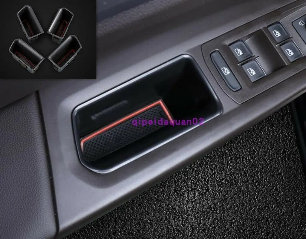 

Black ABS Door Storage Box Organizer Holde Tirm For VW Teramont Atlas 2017-2018