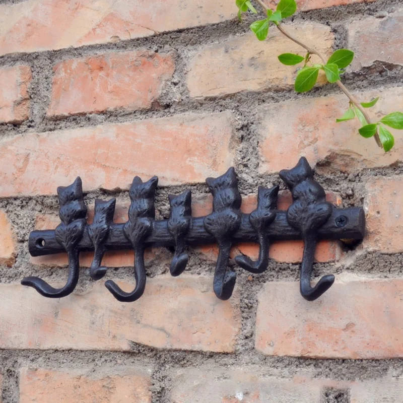 7 Cats Cast Iron Wall Hanger-Decorative Keys Holder with Hooks-Wall Mounted | Дом и сад