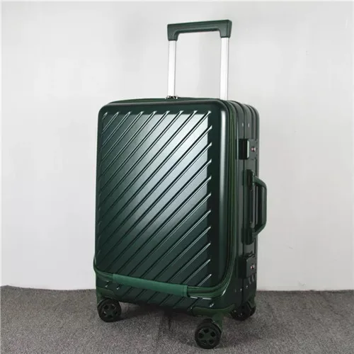Dark green KLQDZMS PC Дорожный чемодан для багажа с сумкой для ноутбука универсальный колесный мужской деловой чемодан на колесиках - Цвет: Dark green