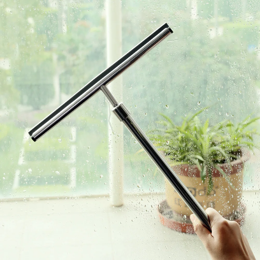 

Stainless Steel Manual Tool Blade Shower Glass Wiper Squeegee Mirror Window Clean Rubber Strip Car Stretchable Durable Lengthen