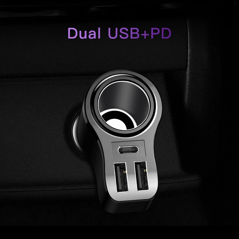 KUULAA Car Charger Dual USB Quick Charge 3.0 LCD Display Cigarette Lighter Socket Type-C Adapter PD For Mobile Phone | Мобильные