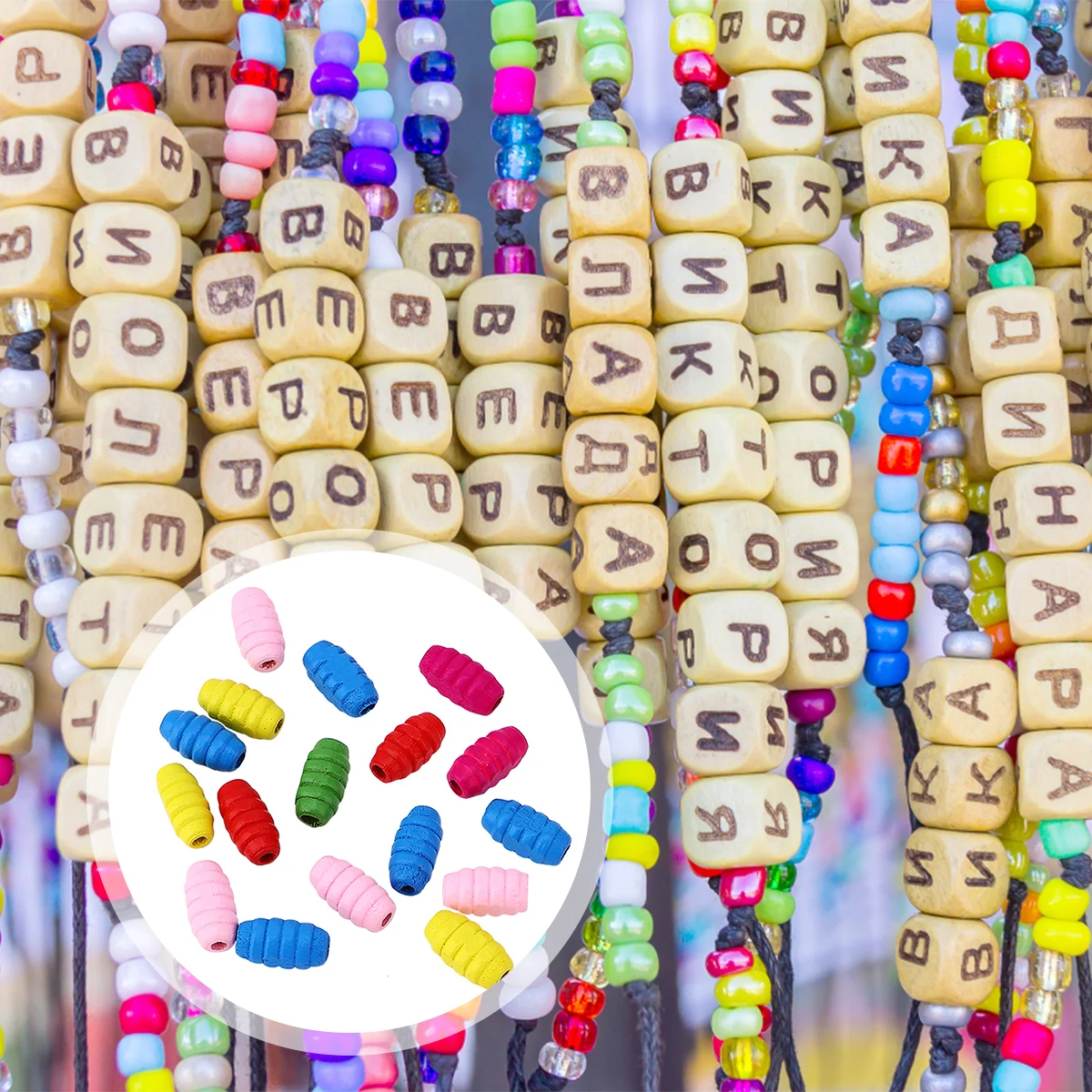 100 шт. детские деревянные бусины с резьбой | Дом и сад