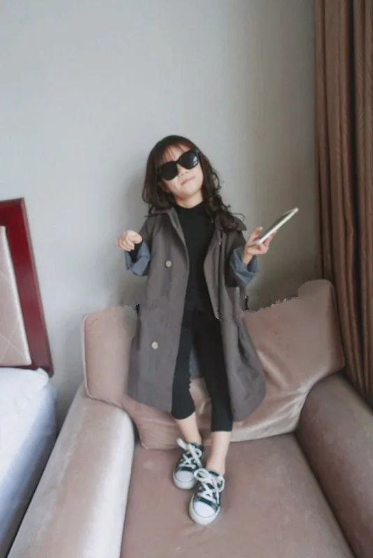 Girls' coat Korean long style windbreaker 2019 spring and autumn new children's wear kids jackets for girls | Детская одежда и