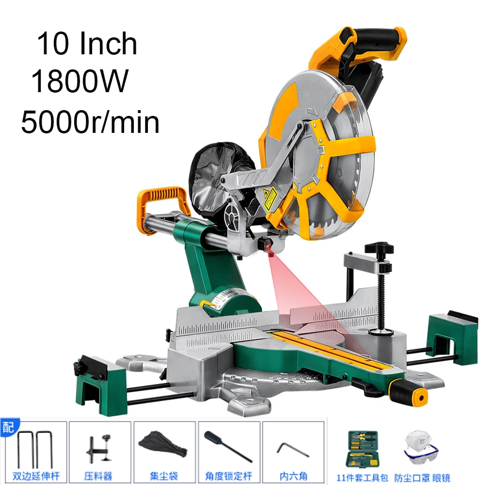 10Inch Circular Saw Oblique Saw Multi-functional Table Cutter Compound Cutting Machine All Copper Motor Miter Saw Laser Position