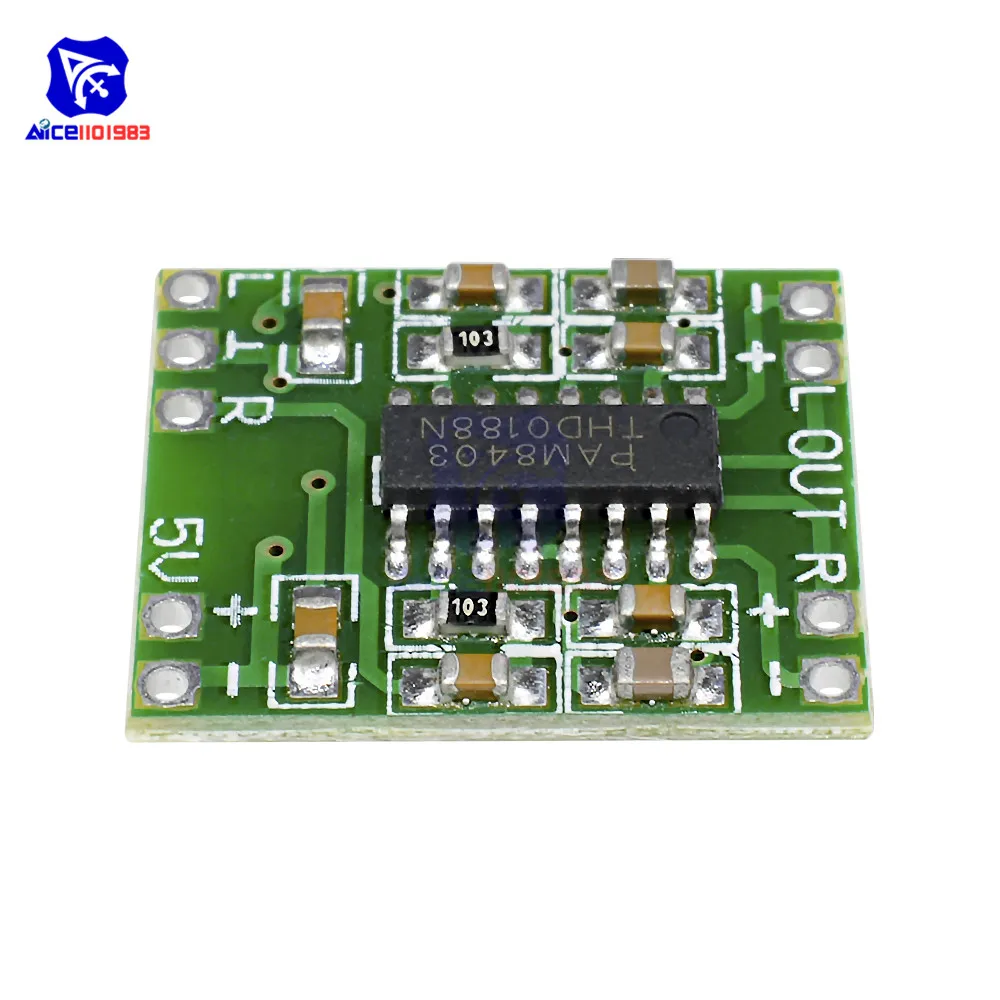 Diymore 10 шт./лот PAM8403 2 канала 2x3 Вт Мини цифровой аудио усилитель модуль мощности класса D аудио усилитель доска DC 2,5-5 В