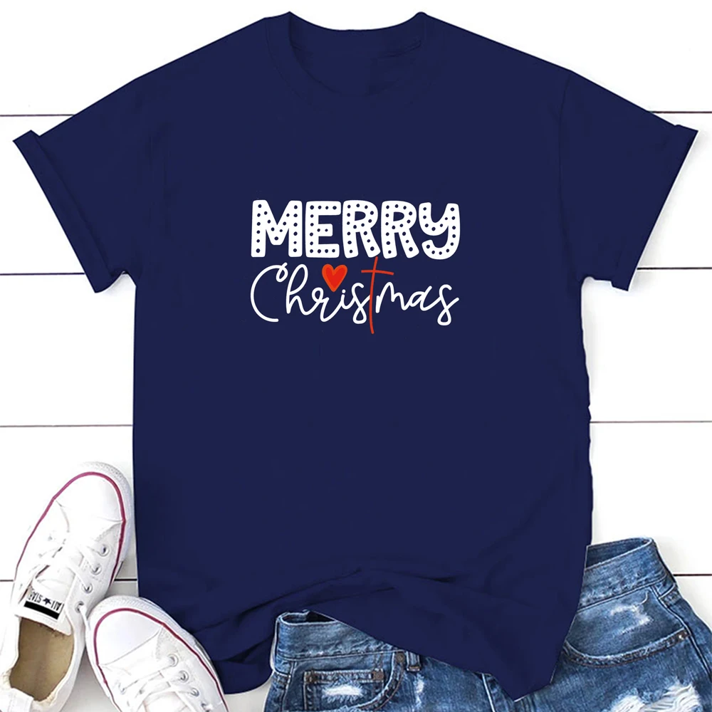 

WZ20380 Spring and Summer New Style Eco-Friendly Christmas Letter Printing Harajuku Sports Short Sleeve Casual T-shirt For Woman