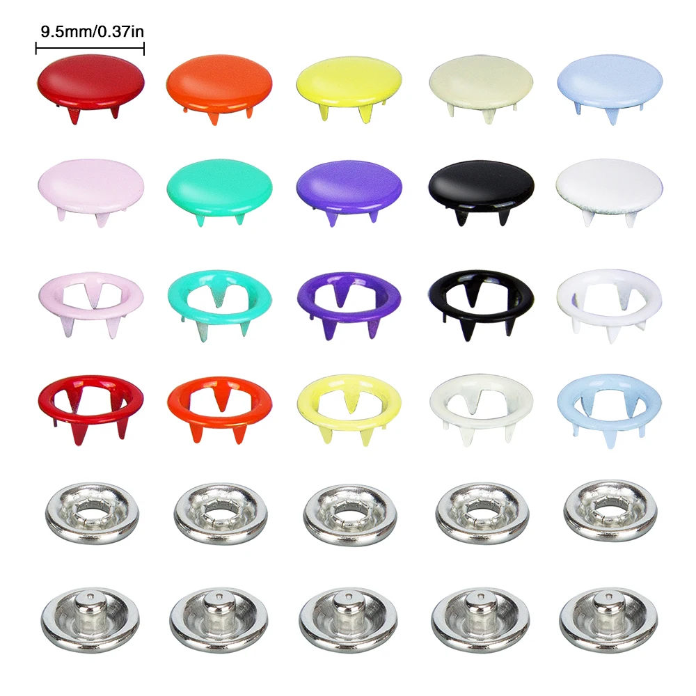 200pcs Metal Sewing Buttons Hollow/Solid Prong Press Studs Snap Fasteners for Clothes, Bags, DIY Tailoring image 3