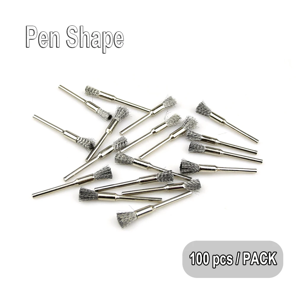 

100 шт. мини-щетка из стальной проволоки с хвостовиком 3 мм