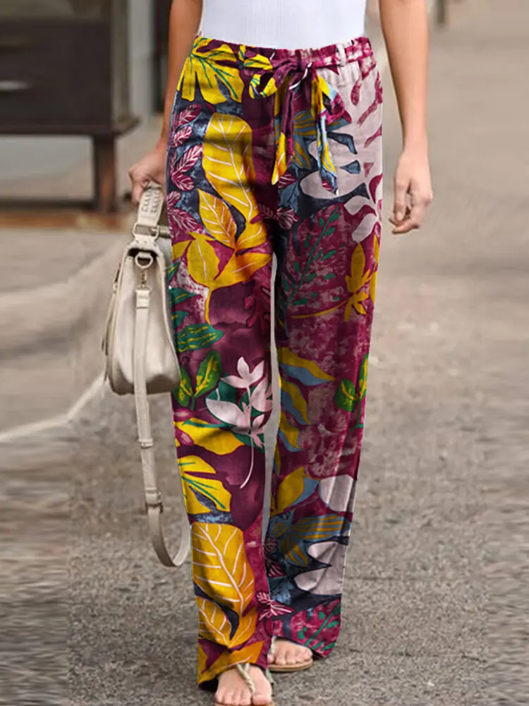 

Plus Size 5XL Spring Summer Pants Women Casual Printed Trousers Elastic Waist Pantalon Palazzo Female