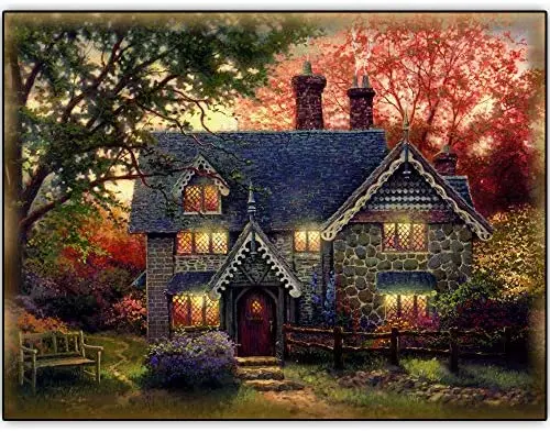 

Original Retro Design Villa Landscape Wood Signs Wall Art|Natural Wooden Board Print Poster Wall Decoration