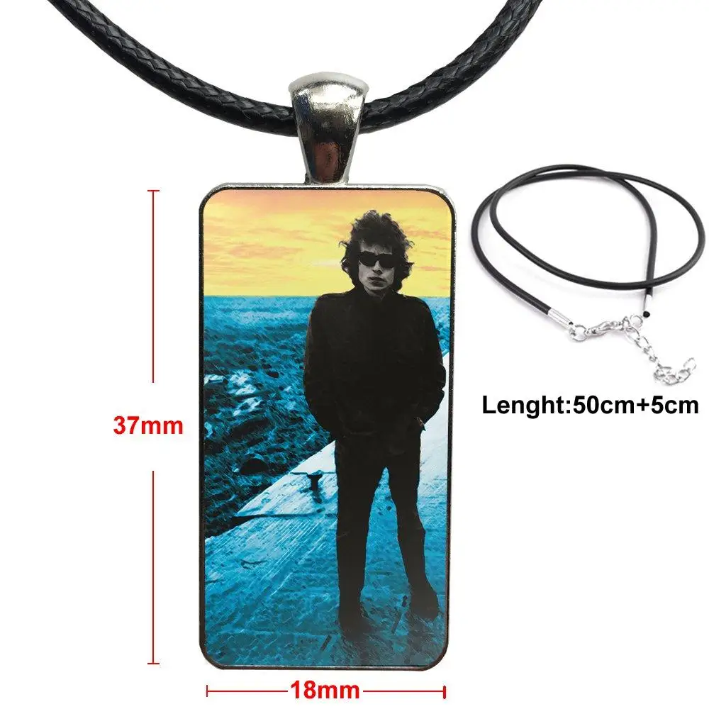 

For Women Wedding Bob Dylan Black & White Steel Color Glass Cabochon With Rectangle Shaped Pendant Choker Necklace