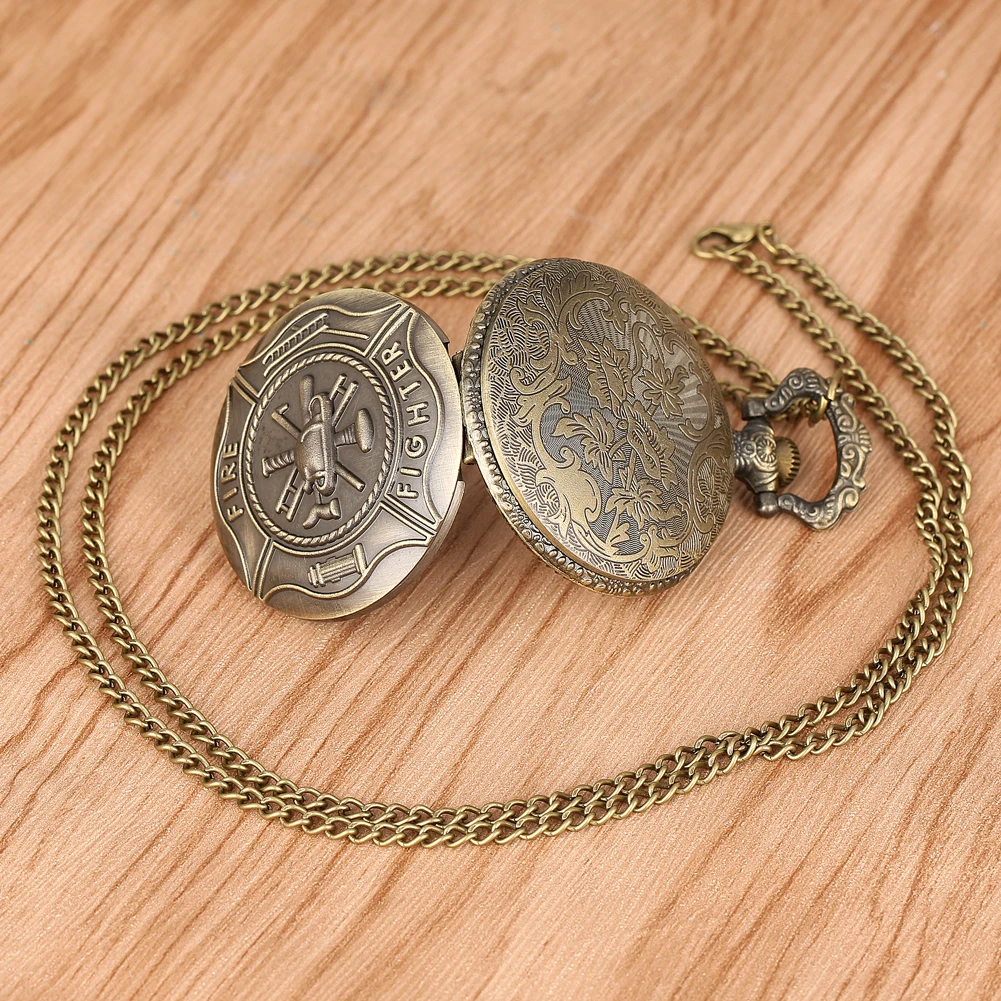 Retro Pocket Watch Kit Bronze Quartz Pocket Watch With Mini Necklace Accessories Pendant Watch Birthday Gift Set for Grandson