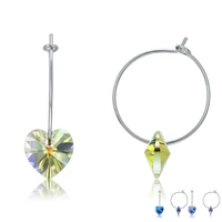 zemior 100 925 sterling silver earrings for women multicolor heart austria crystal hoop earring fine jewelry romantic gift
