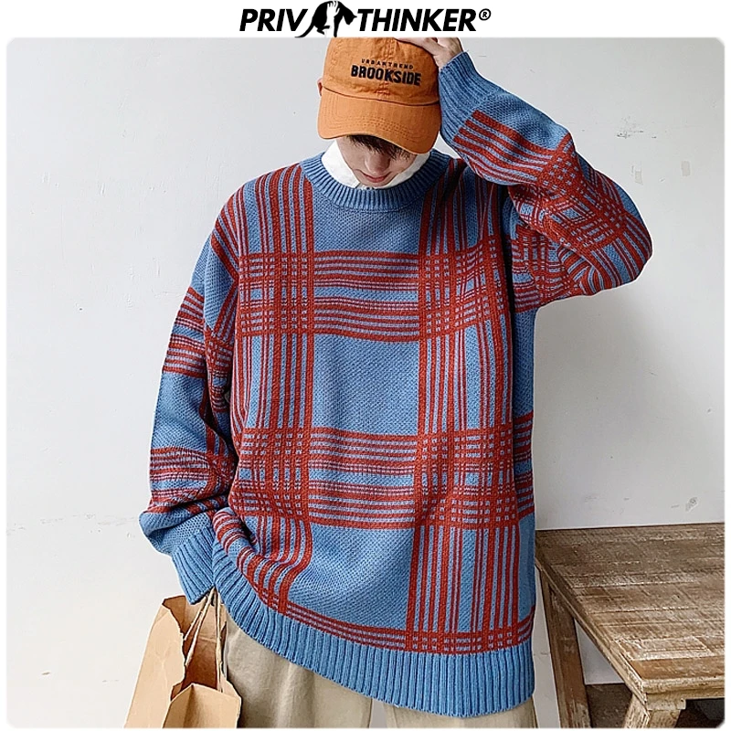 Privathinker мужские осенние зимние вязаные пуловеры свитер мужской коллаж Круглый