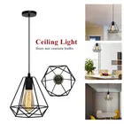 Светодиодный Железный потолочный светильник в стиле ретро, квадратная Подвесная лампа E27, белый кухонный домашний декор, утапливаемое крепление для спальни