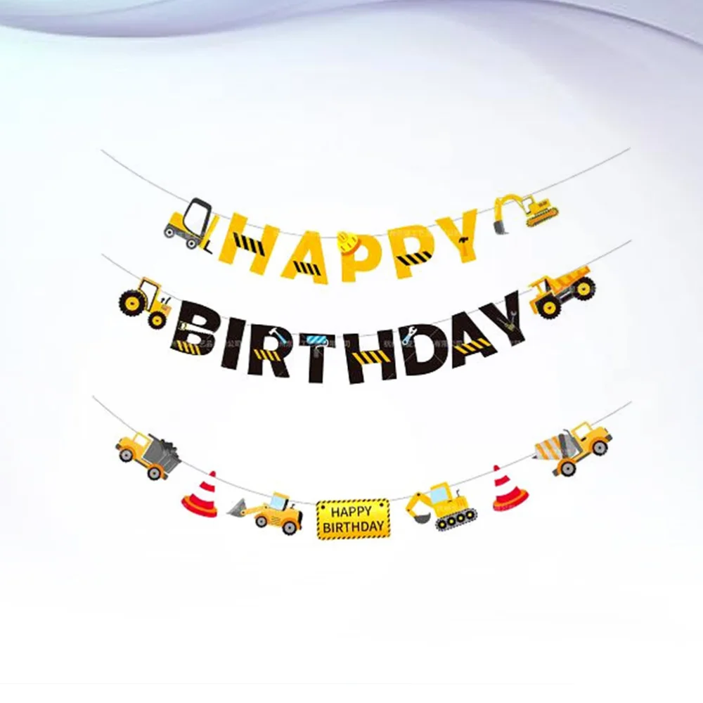 

2pcs Construction Vehicle Theme Bunting Banner Hanging Garland Decoration Kids Birthday Party Supplies