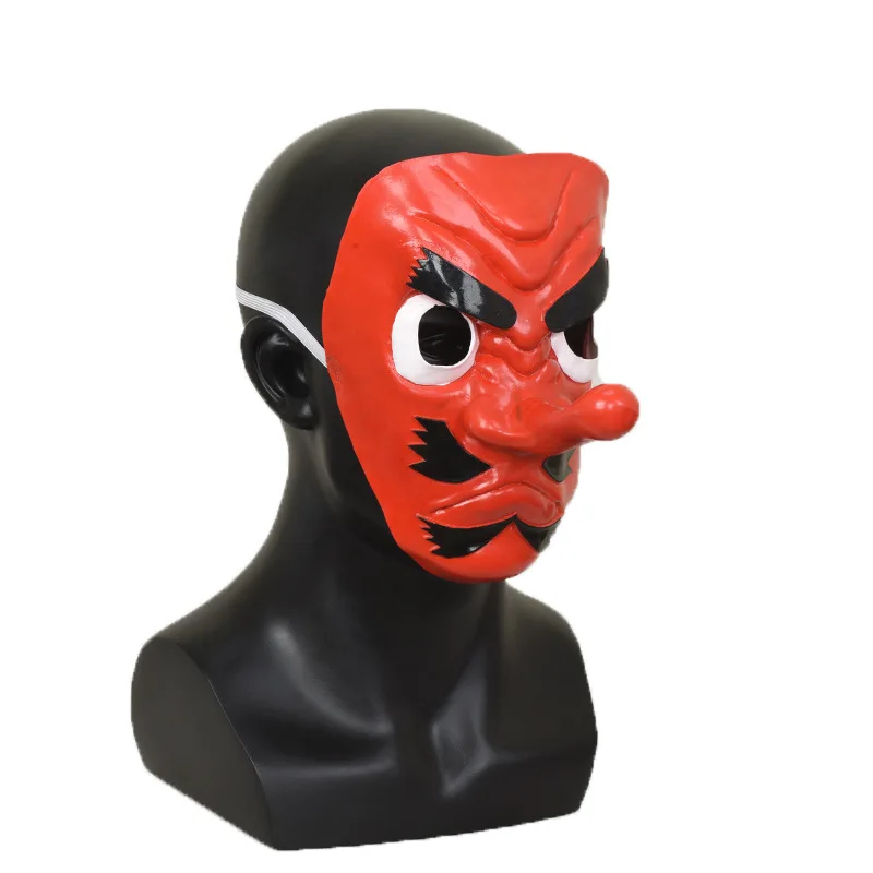 

Anime Demon Slayer Kimetsu No Yaiba Urokodaki Sakonji Latex Cosplay Mask Headwear Hannya Tengu Masks Halloween Party Mask Props